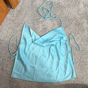 Light Blue cowl neck Halter Top